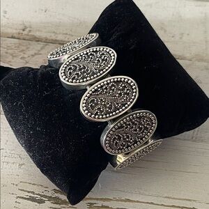 Rare Lois Hill Sterling Silver Oval Panel Statement Bracelet